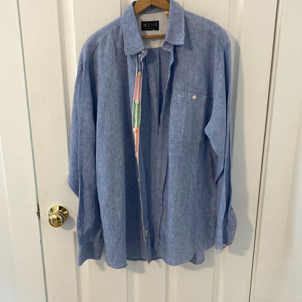 MINE Blue and Pink Casual Button Down Shirt